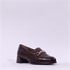 Wonders Alondra Block Heel Link Loafer - Dark Burgundy Leather